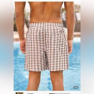 Men's Brown Geometric Swim Shorts